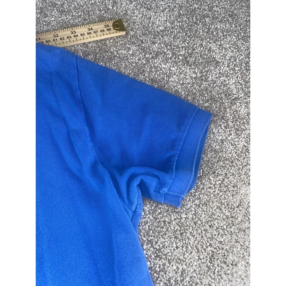Polo Ralph Lauren Solid Blue Short Sleeve Polo Cotton Yellow Pony Mens L Read